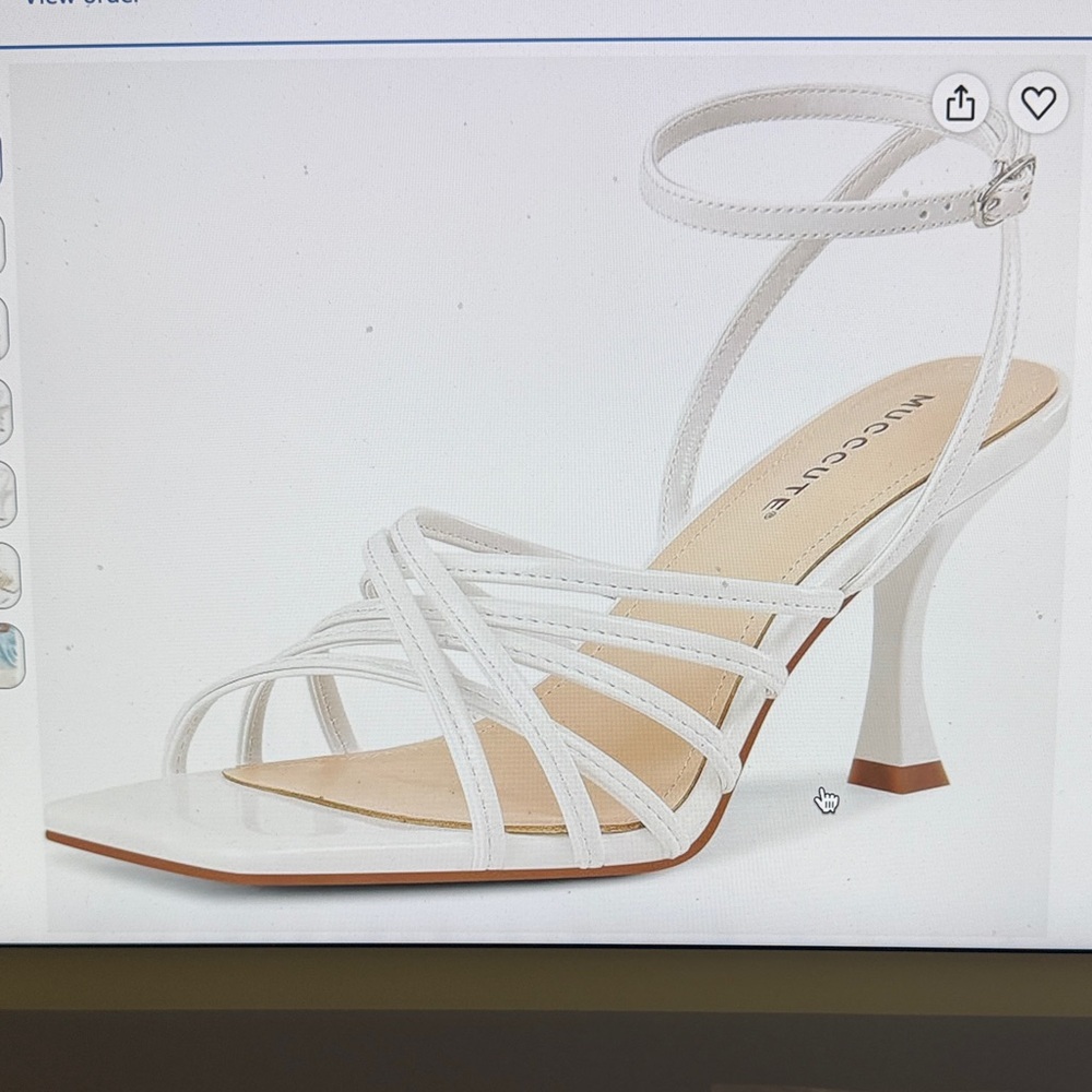 White Strappy Ankle‑Tie Heel Sandals by